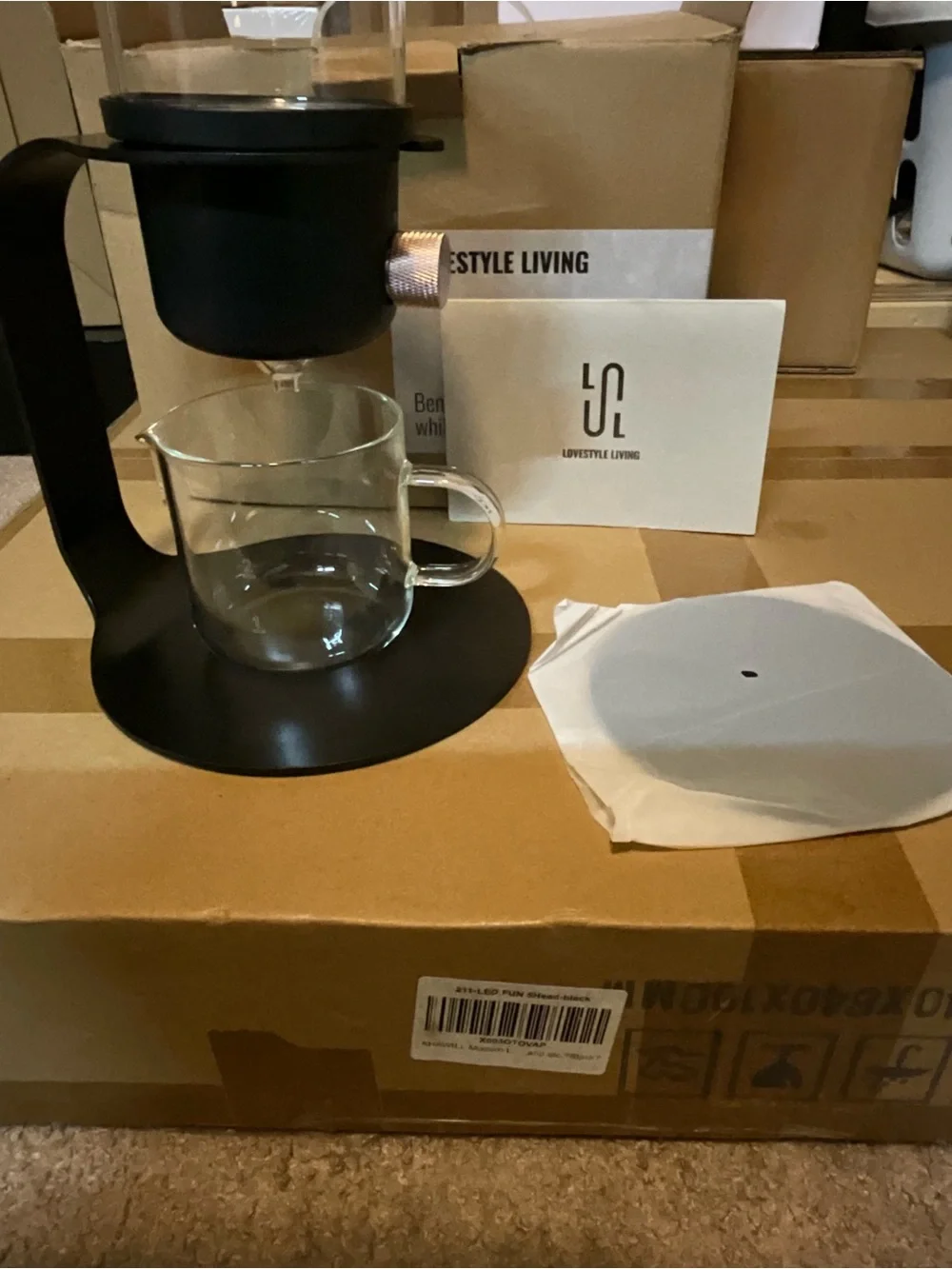 Black Glass Coffee Server with Handle